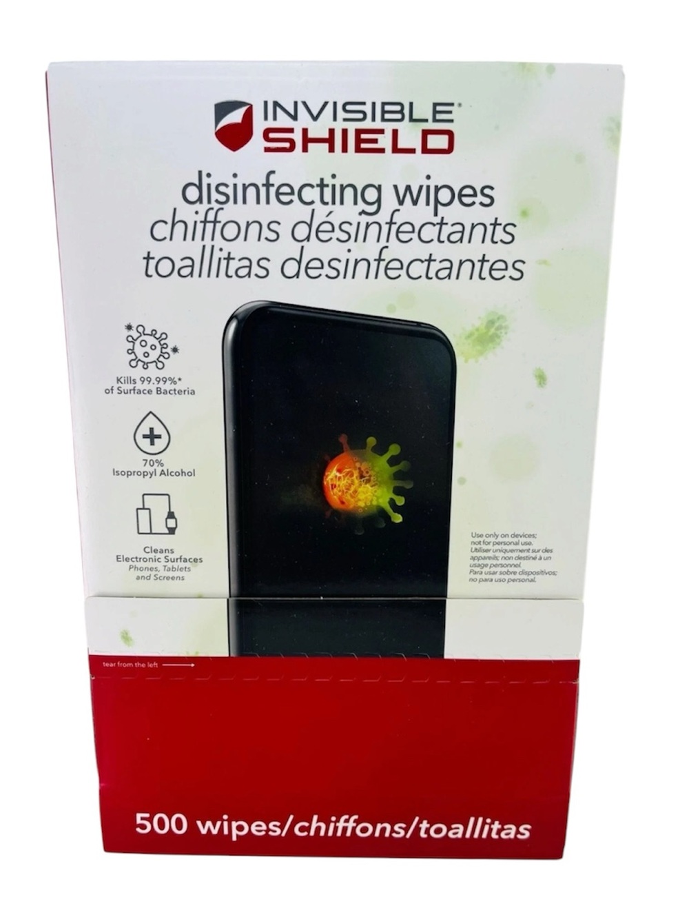 Invisible Shield Disinfecting Wipes - White & Red Packaging
